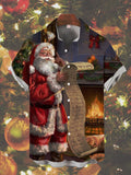 It's Christmas! Santa Claus Looking At List Printing Men's Short Sleeve Shirt