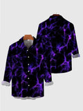 Retro Style Hawaii Purple Neon Smoke Printing Long Sleeve Shirt