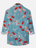 Ethnic Pattern Auspicious Carp Printing Long Sleeve Shirt