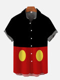 Vintage Red And Black Stitching Cartoon Image Costume Short Sleeve Shirt