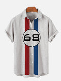 Grey 68 Number Red And Blue Stripes Printing Short Sleeve Shirt