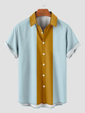 HOO Herren-Kurzarmhemd mit gelben und hellblauen Nähten aus den 1960er Jahren