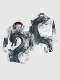 Full-Print Chinese Style Ink Dragon Printing Men's Long Sleeve Shirt