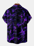 Retro Style Hawaii Purple Neon Smoke Printing Short Sleeve Shirt