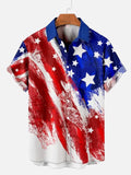Ink Splashing 4th of July American Flag Hawaiian Short Sleeve Shirt