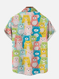 Cute Fresh Cartoon Colorful Bears Printing Short Sleeve Shirt