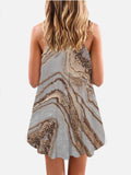 Marble Art Sand Liquid Marble Texture Printing Sleeveless Camisole Dress