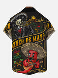 Cinco de Mayo Cartoon Mexican Style Chili Pepper And Mexican Maracas Printing Short Sleeve Shirt
