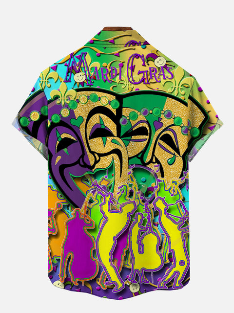 Carnival Masquerade Domino Party Printing Short Sleeve Shirt