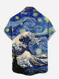 Starry Sky and Ocean Waves Personalized Full-Printing Short Sleeve Shirt
