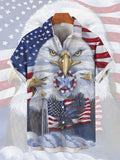 Full-Print American Bald Eagle Flag Printing Men's Short Sleeve Shirt