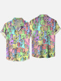 Trippy Art Colorful Spiral Abstract Line Drawing People Printing Short Sleeve Shirt