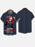 Christmas Elements Navy Santa Is Drunk This Year Drunk Santa Printing Men's Short Sleeve Shirt