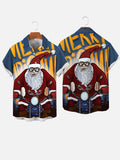 Christmas Elements Comic Style Red Santa Claus Racing Printing Men's Short Sleeve Shirt