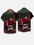 Full-Print Panoramic Painting Christmas Elements Spoof Santa Printing Men's Short Sleeve Shirt