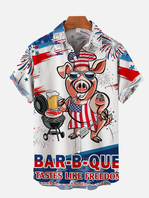 P-Chef American Flag BBQ Short Sleeve Shirt