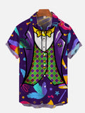 Mardi Gras Carnival Dress Up Tuxedo Printing Short Sleeve Shirt