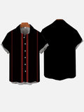 Casual Gradient Creative Black And Red Colorblock Printing Bowling Short Sleeve Shirt