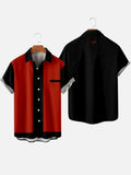 50s Red & Black Stitching Men's Short Sleeve Shirt