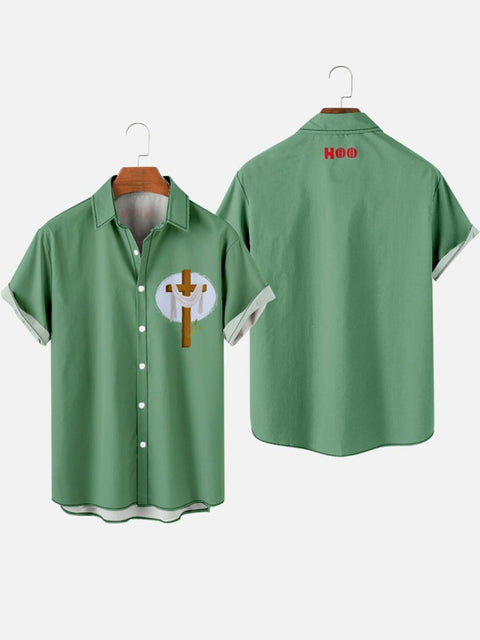 Easter Elements Christian Cross Printing Men's Short Sleeve Shirt