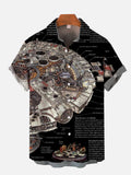 Space Wars Futuristic Sci-Fi Spaceship Printing Short Sleeve Shirt