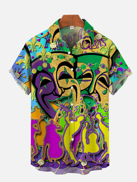 Carnival Masquerade Domino Party Printing Short Sleeve Shirt