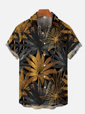 Fashion Hawaii Vintage Tropical Leaves Print Short Sleeve Shirt