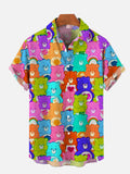 Cute Rainbow Colorful Bears Printing Hawaii Short Sleeve Shirt