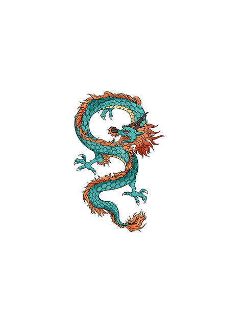 Chinese Traditional Mythology Dragon Printing Cotton Men's Short Sleeve Tee