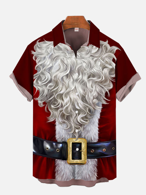 Christmas Elements Santa Claus Dress Up Men's Short Sleeve Shirt