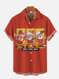 Ho, Ho, Oh! Christmas Santa Dancing Printing Red Men's Short Sleeve Shirt