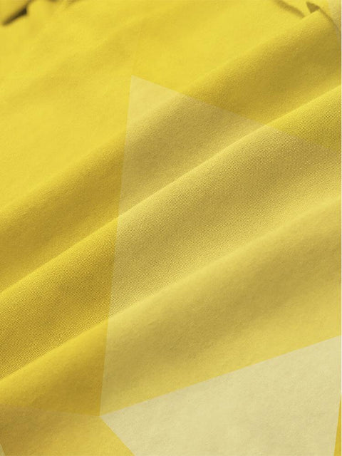 Unregelmäßiges gelbes Patchwork-Umlegekragen-Herren-Kurzarmhemd