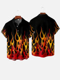Vogue Red Flames Printing Short Sleeve Shirt