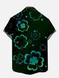 Black And Green Matching Lucky Irish Four Leaf Clover Printing Men's Short Sleeve Shirt