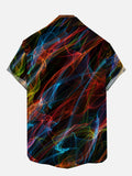 Abstract Flames Rainbow Neon Smoke Hippie Printing Hawaii Short Sleeve Shirt
