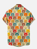 Dense Colorful Rainbow Bear Printing Short Sleeve Shirt