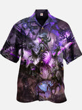 Eye-Catching Psychedelic Different Dimension Twisted Monsters Printing Cuban Collar Hawaiian Short Sleeve Shirt