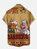 Rub My Butt & Pull My Pork P-Chef With Beer BBQ Printing Short Sleeve Shirt