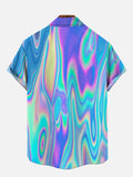 Casual 2D Gradient Color Laser Effects Hawaiian Short Sleeve Shirt