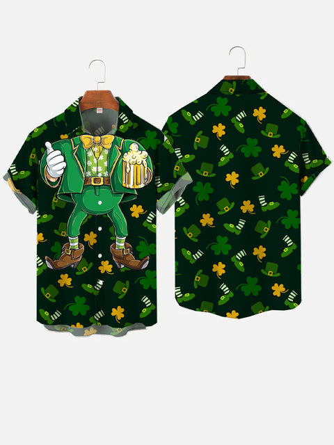 St. Patrick's Day Goblin Leprechaun Costume With Beer Printing Men's Short Sleeve Shirt