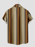 Grayish Green Stripes Men's Short Sleeve Shirt