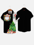 Christmas Elements Christmas Tree, Santa Claus Printing Men's Short Sleeve Shirt