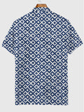 Abstract Geometric Op Art Pattern Printing Men‘s Short Sleeve Polo