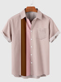 1960s Stripes and Football Logo Printing Men's Short Sleeve Shirt