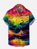 Dreamy Colorful Auspicious Cloud Wonderland Printing Short Sleeve Shirt