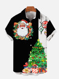 Christmas Elements Christmas Tree, Santa Claus Printing Men's Short Sleeve Shirt