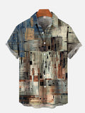 Casual Abstract Art Patchwork Print Short Sleeve Shirt