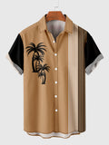Gradient Casual Coconut Tree Printing Men's Short Sleeve Shirt