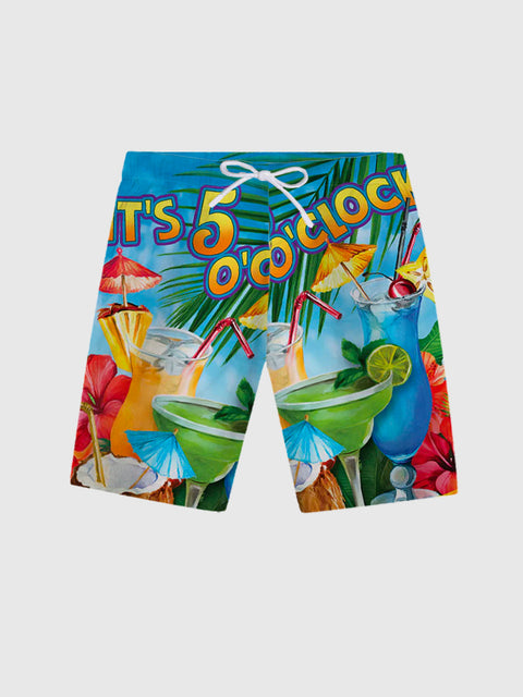 It's 5 O'Clock Somewhere Hawaiian Beach And Coast Cocktails Printing Shorts