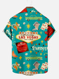 Cyan Retro Las Vegas Vacation Hawaiian Short Sleeve Shirt